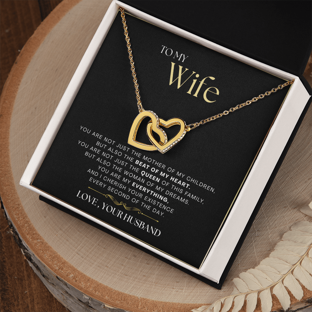 To My Wife - The Beat Of My Heart - Interlocking Hearts Necklace