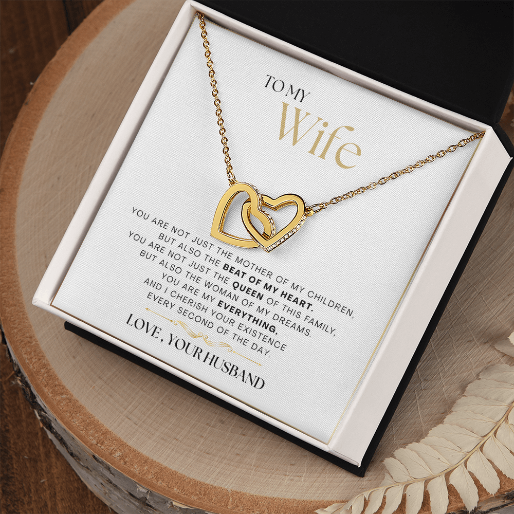 To My Wife - The Beat Of My Heart - Interlocking Hearts Necklace