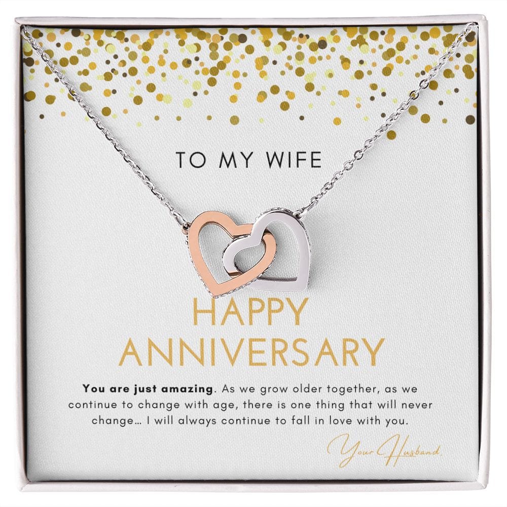 To My Wife - Happy Anniversary - You Are Just Amazing - Interlocking Hearts Necklace
