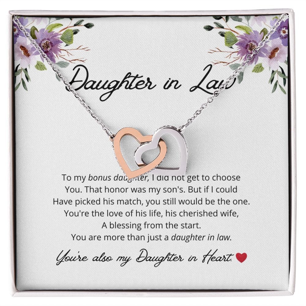 Daughter In Law - To My Bonus Daughter - Interlocking Hearts Necklace