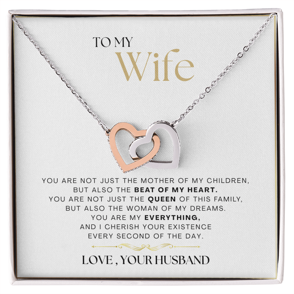 To My Wife - The Beat Of My Heart - Interlocking Hearts Necklace