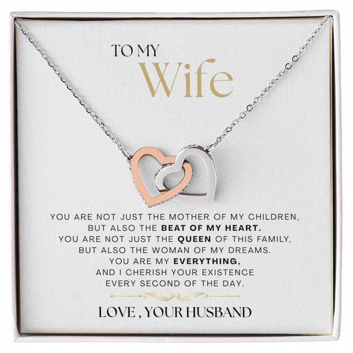 To My Wife - The Beat Of My Heart - Interlocking Hearts Necklace