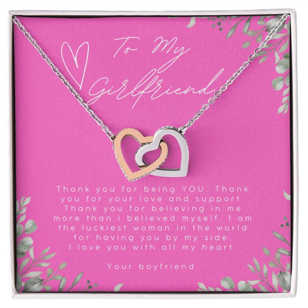 To My Girlfriend - Thank You For Being You - Interlocking Hearts Necklace