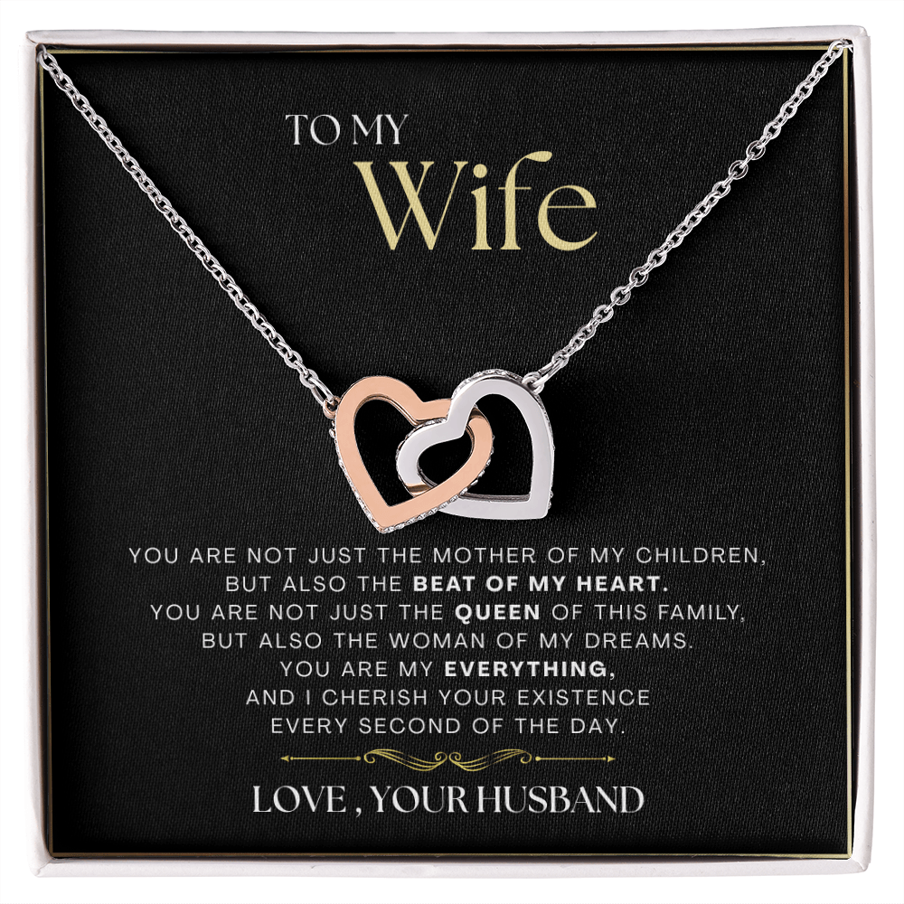 To My Wife - The Beat Of My Heart - Interlocking Hearts Necklace