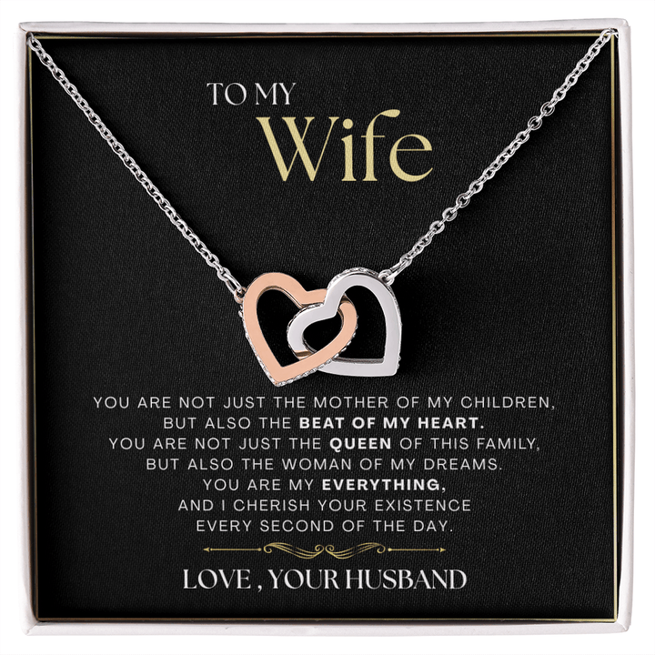 To My Wife - The Beat Of My Heart - Interlocking Hearts Necklace