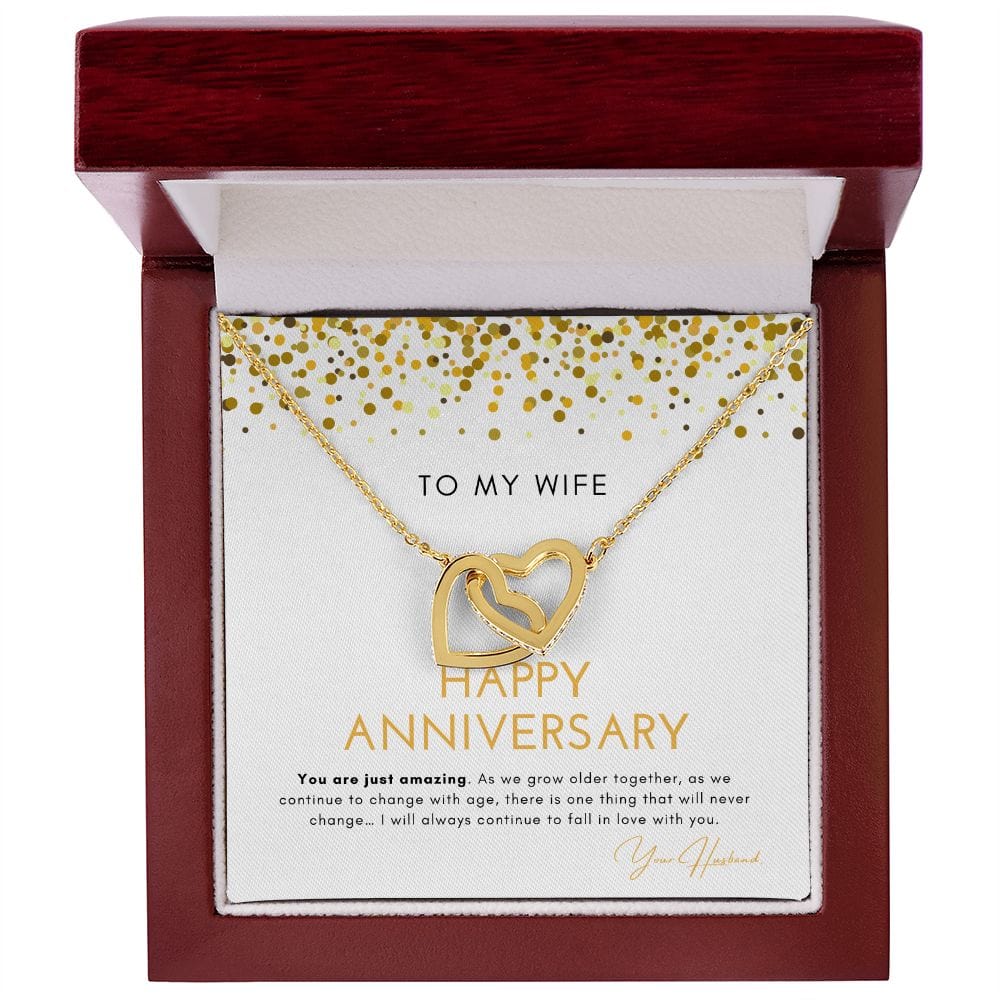 To My Wife - Happy Anniversary - You Are Just Amazing - Interlocking Hearts Necklace