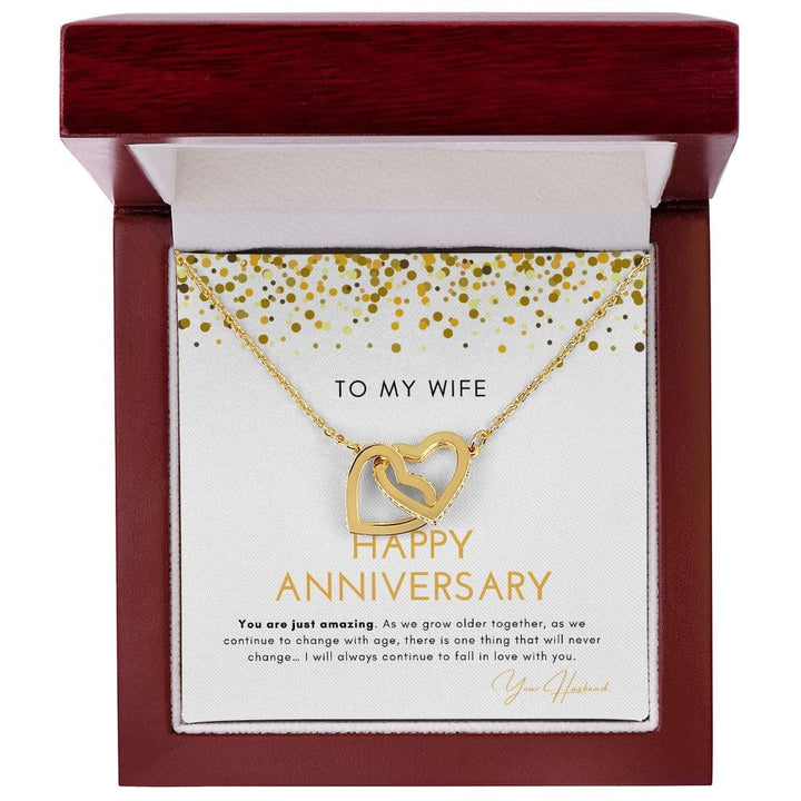 To My Wife - Happy Anniversary - You Are Just Amazing - Interlocking Hearts Necklace