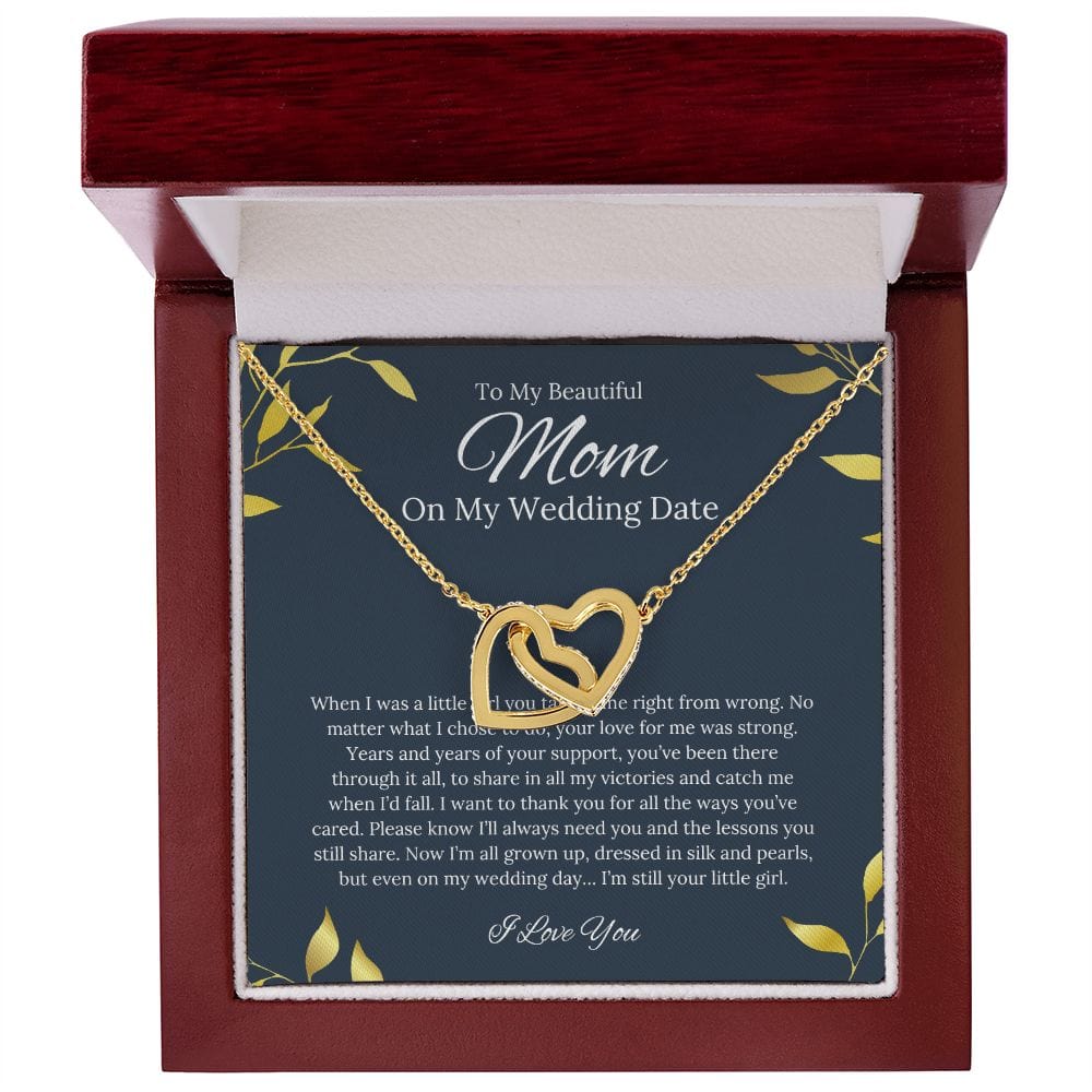 To My Beautiful Mom - On My Wedding Date - Interlocking Hearts Necklace
