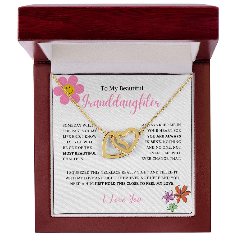To My Beautiful Granddaughter - Someday When The Pages Of My Life End - Interlocking Hearts Necklace