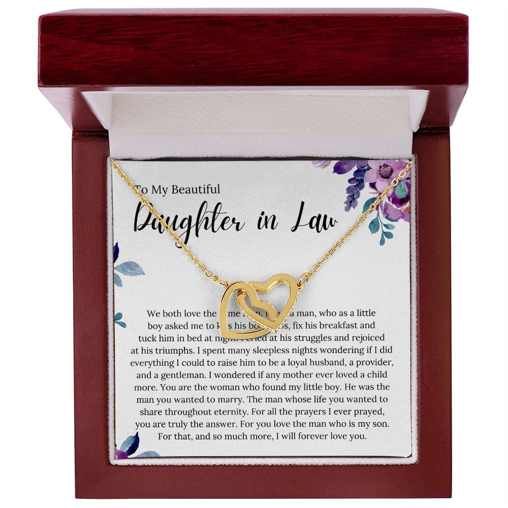To My Beautiful Daughter In Law - We Both Love The Same Man - Interlocking Hearts Necklace