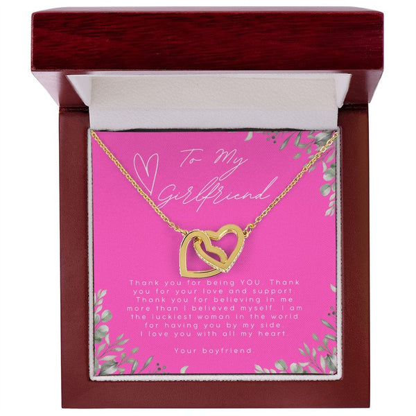 To My Girlfriend - Thank You For Being You - Interlocking Hearts Necklace