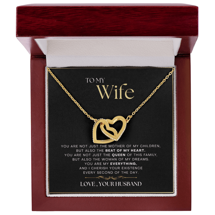 To My Wife - The Beat Of My Heart - Interlocking Hearts Necklace