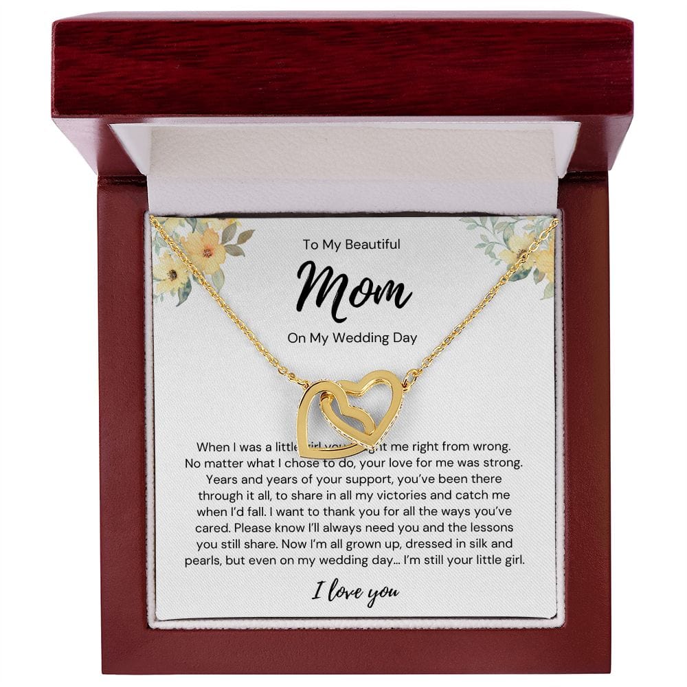 To My Beautiful Mom - On My Wedding Day - Interlocking Hearts Necklace