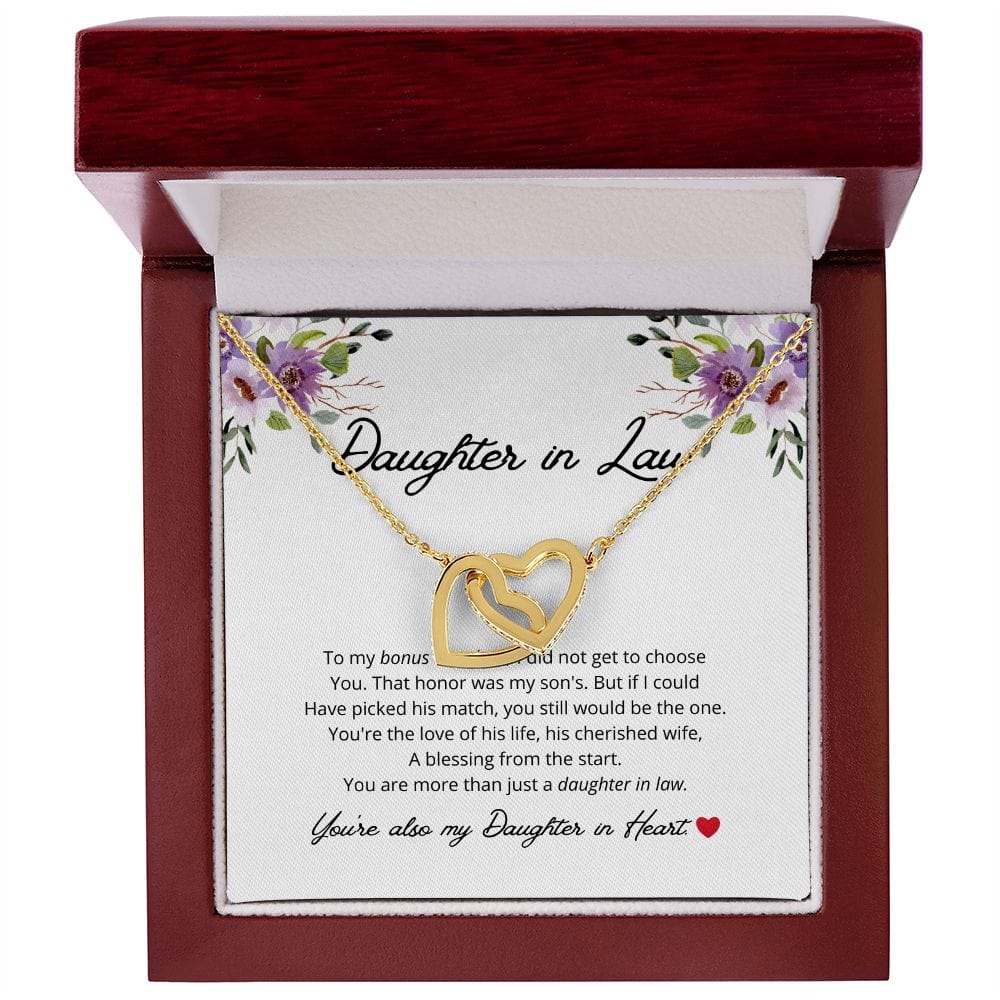 Daughter In Law - To My Bonus Daughter - Interlocking Hearts Necklace