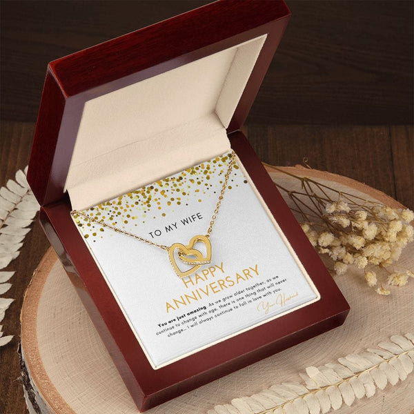 To My Wife - Happy Anniversary - You Are Just Amazing - Interlocking Hearts Necklace
