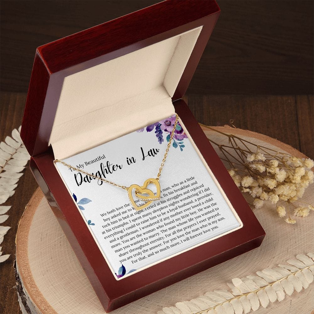 To My Beautiful Daughter In Law - We Both Love The Same Man - Interlocking Hearts Necklace