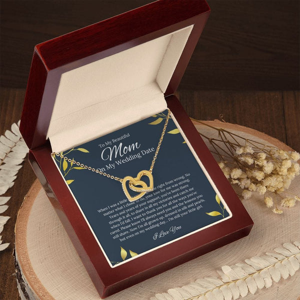 To My Beautiful Mom - On My Wedding Date - Interlocking Hearts Necklace