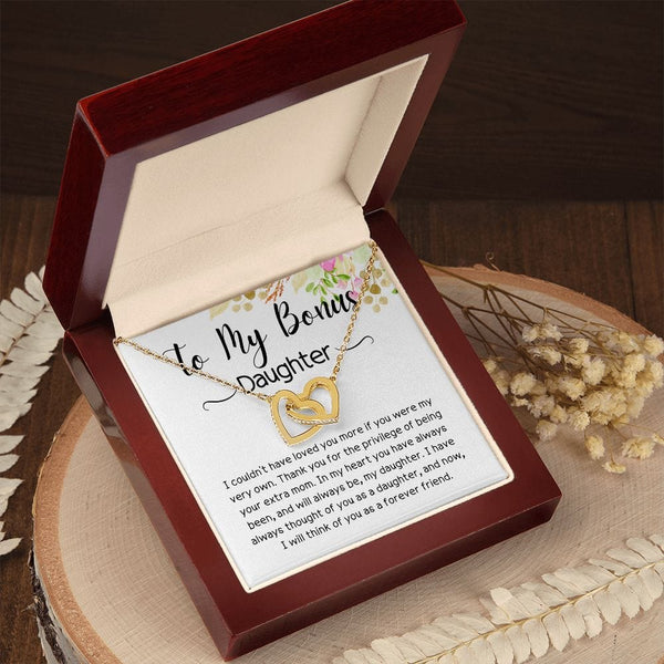To My Bonus Daughter - I Couldn't Have Loved You More - Interlocking Hearts Necklace