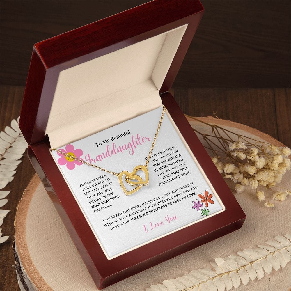 To My Beautiful Granddaughter - Someday When The Pages Of My Life End - Interlocking Hearts Necklace