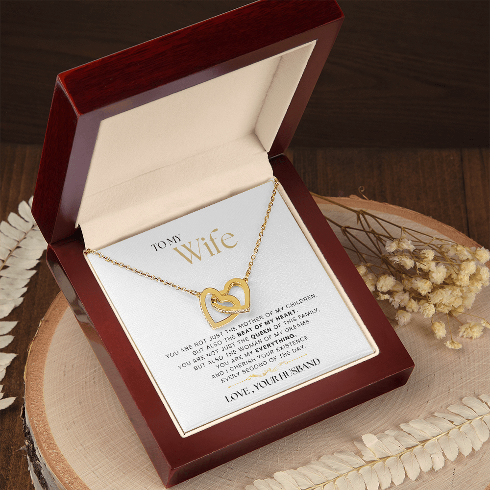 To My Wife - The Beat Of My Heart - Interlocking Hearts Necklace
