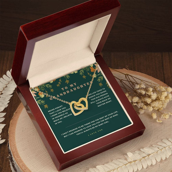 To My Granddaughter - Never Forget That I Love You - Interlocking Hearts Necklace