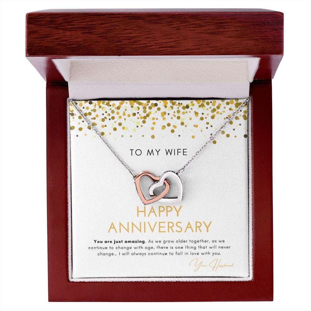 To My Wife - Happy Anniversary - You Are Just Amazing - Interlocking Hearts Necklace