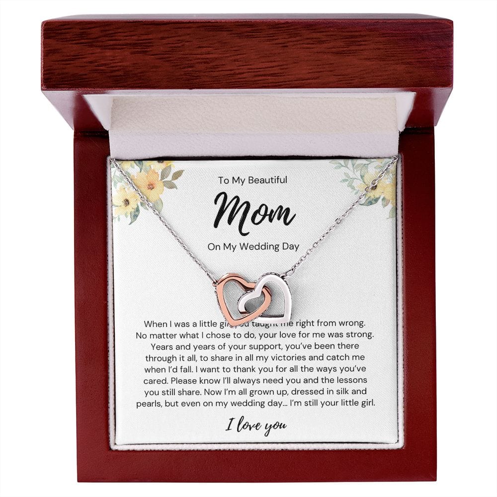 To My Beautiful Mom - On My Wedding Day - Interlocking Hearts Necklace