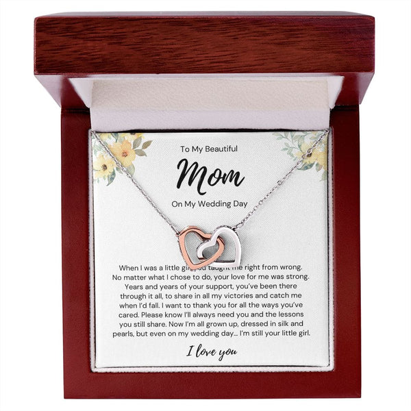 To My Beautiful Mom - On My Wedding Day - Interlocking Hearts Necklace