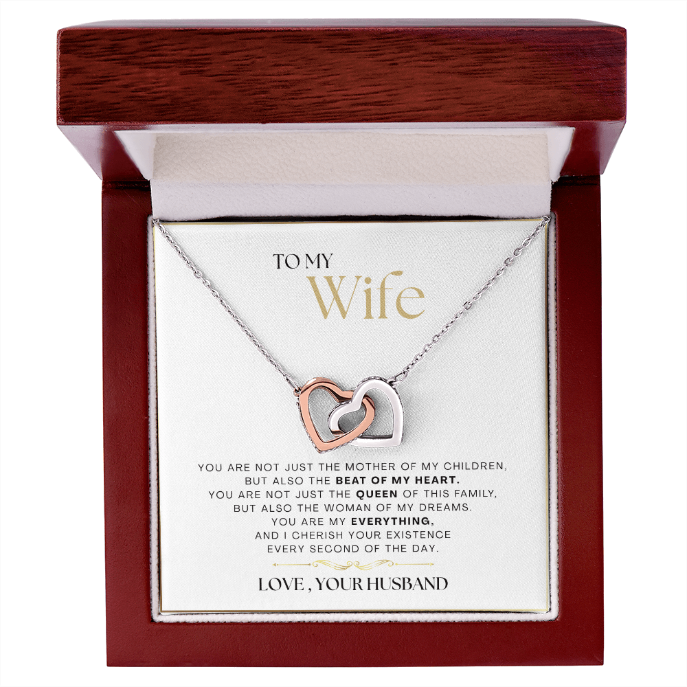 To My Wife - The Beat Of My Heart - Interlocking Hearts Necklace