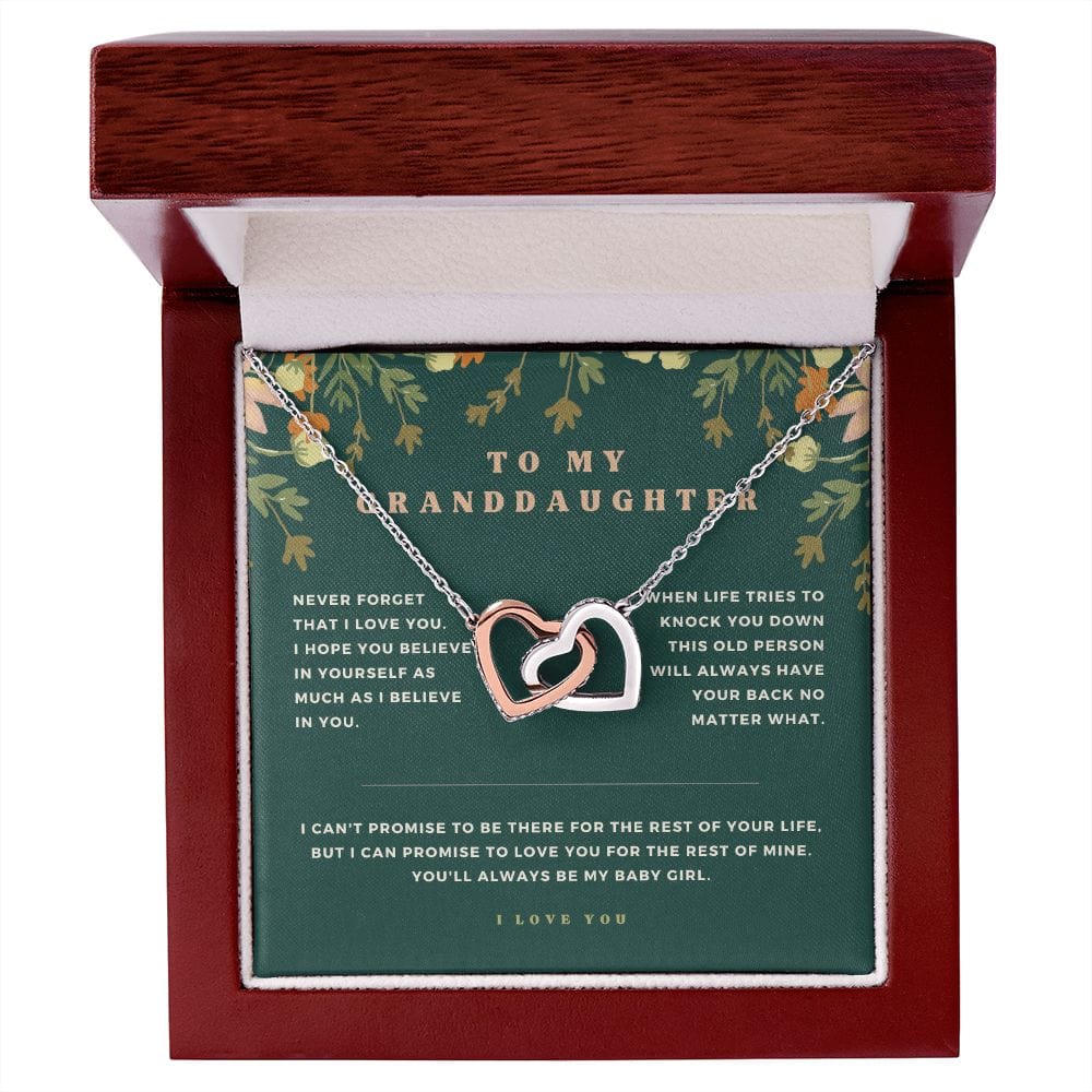 To My Granddaughter - Never Forget That I Love You - Interlocking Hearts Necklace