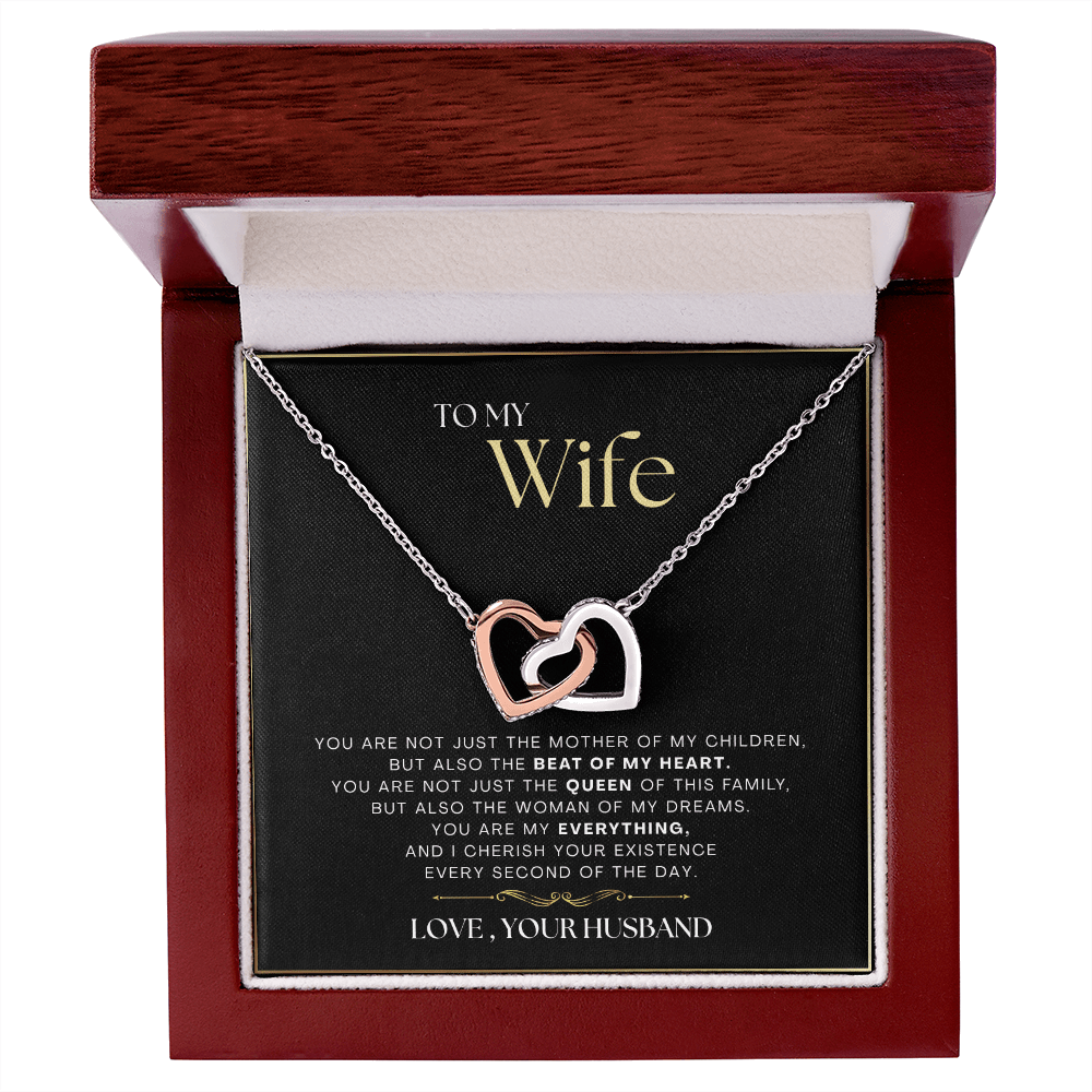To My Wife - The Beat Of My Heart - Interlocking Hearts Necklace