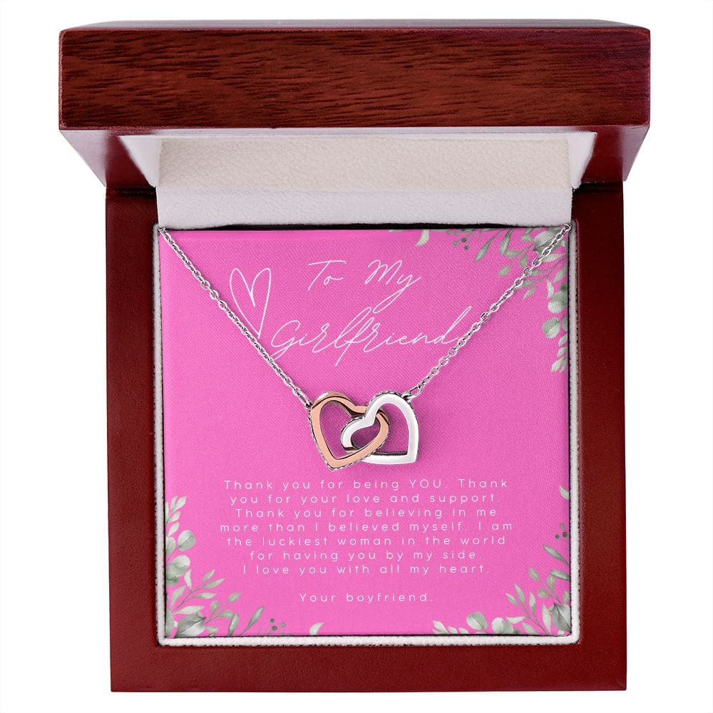 To My Girlfriend - Thank You For Being You - Interlocking Hearts Necklace