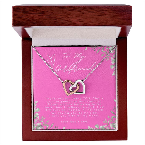 To My Girlfriend - Thank You For Being You - Interlocking Hearts Necklace