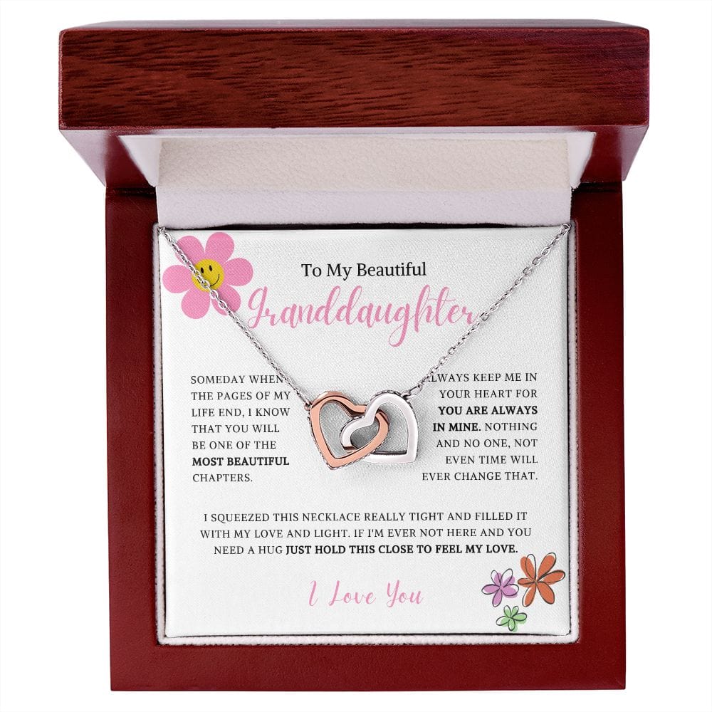 To My Beautiful Granddaughter - Someday When The Pages Of My Life End - Interlocking Hearts Necklace