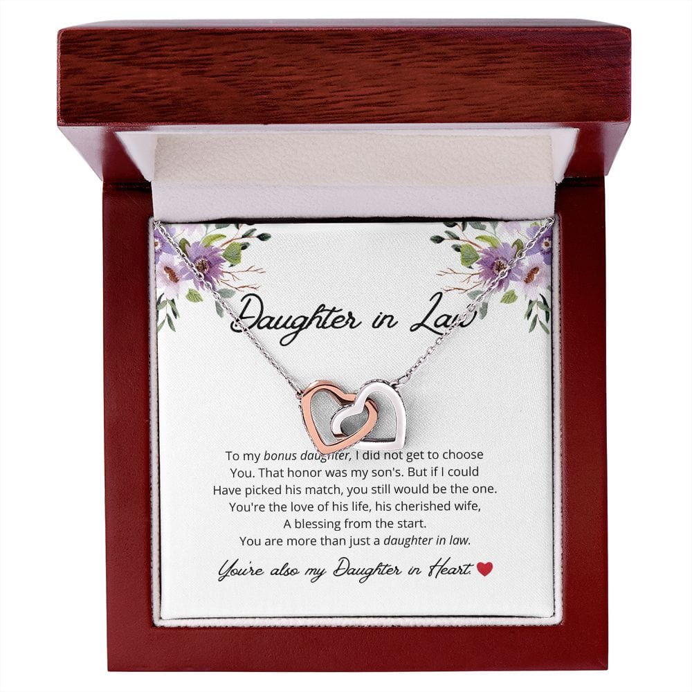 Daughter In Law - To My Bonus Daughter - Interlocking Hearts Necklace