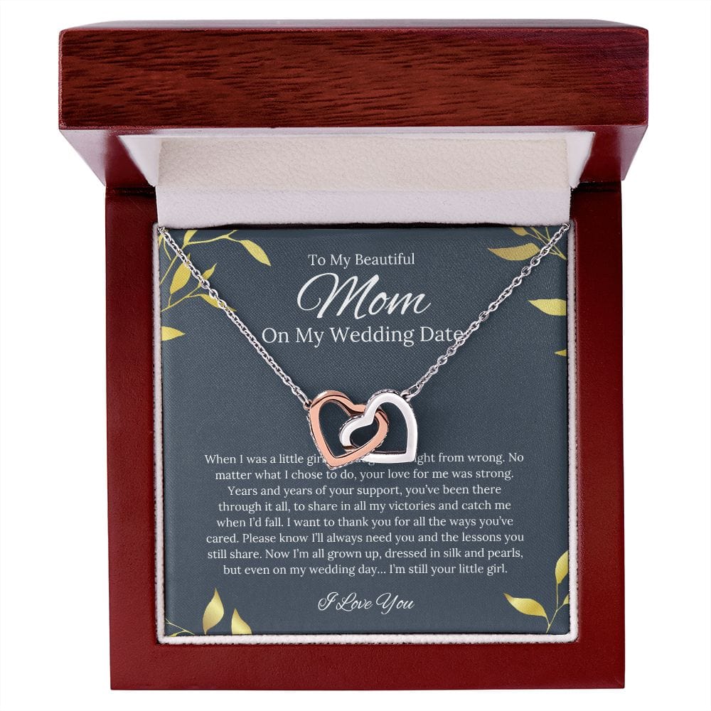 To My Beautiful Mom - On My Wedding Date - Interlocking Hearts Necklace