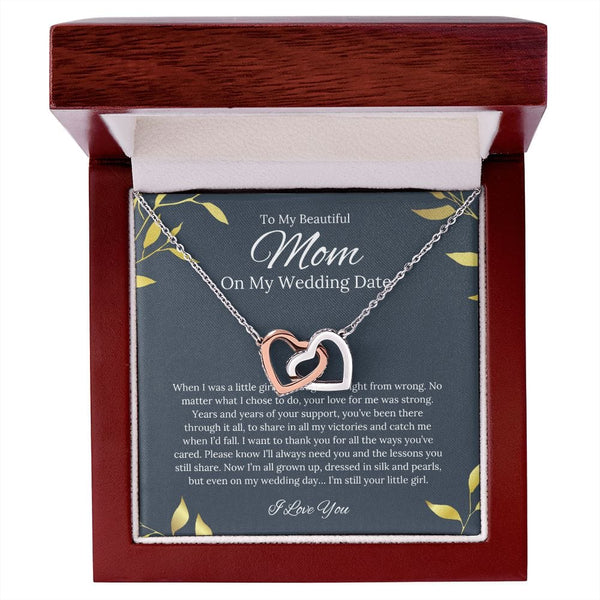 To My Beautiful Mom - On My Wedding Date - Interlocking Hearts Necklace