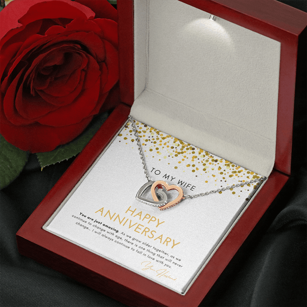 To My Wife - Happy Anniversary - You Are Just Amazing - Interlocking Hearts Necklace