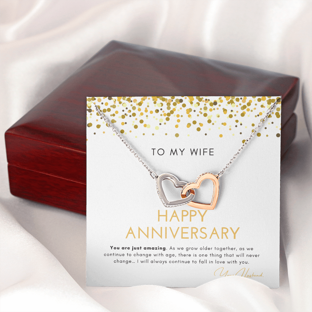 To My Wife - Happy Anniversary - You Are Just Amazing - Interlocking Hearts Necklace