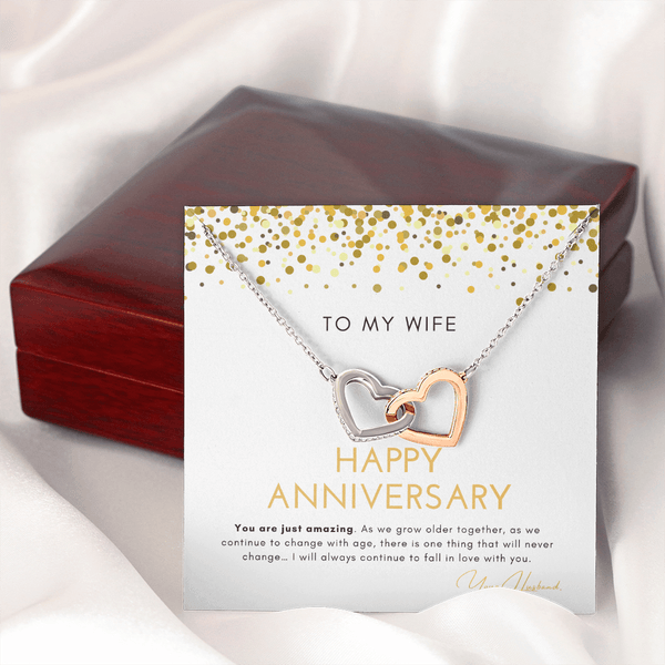 To My Wife - Happy Anniversary - You Are Just Amazing - Interlocking Hearts Necklace