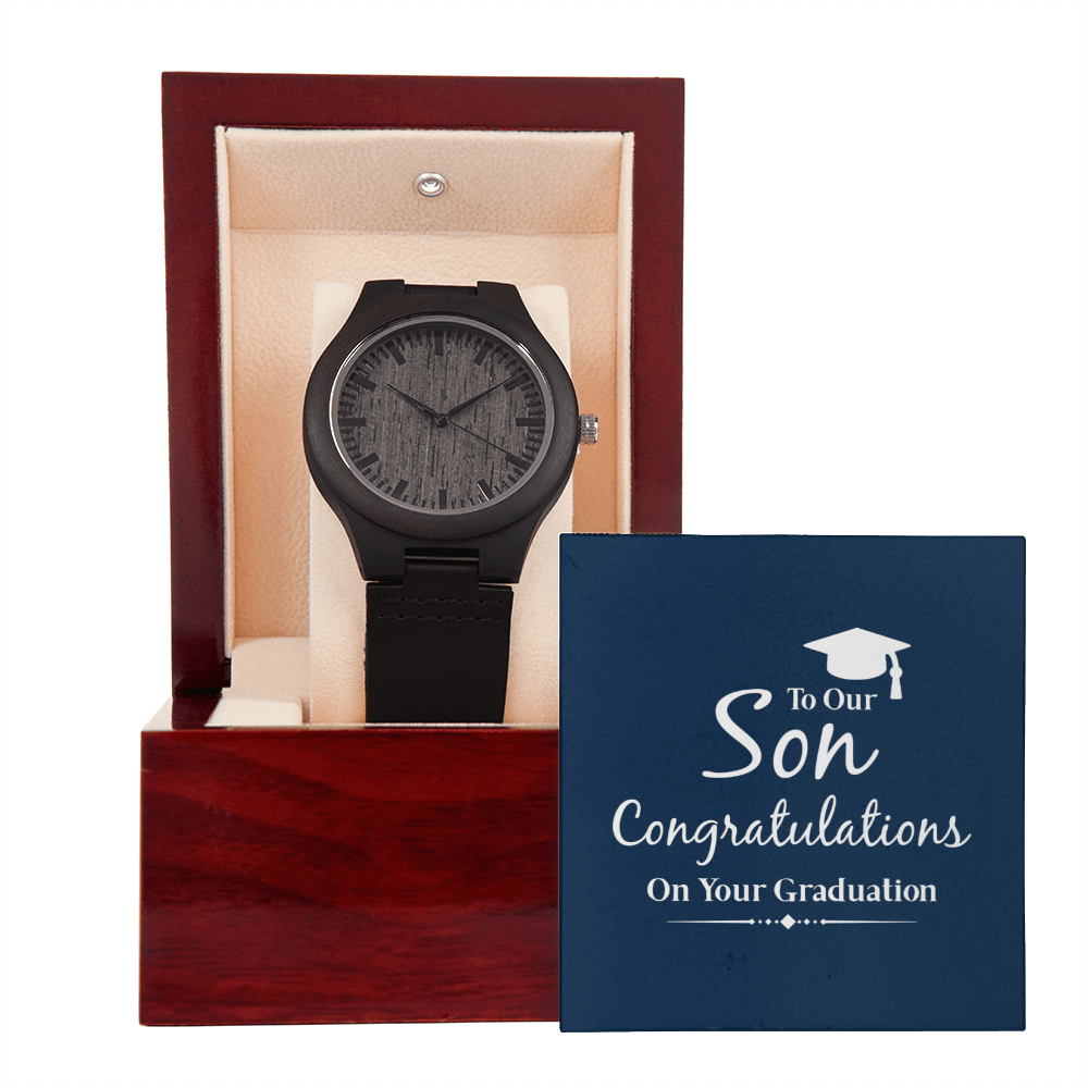 To Our Son - Congratulations On Your Graduation - Wooden Watch