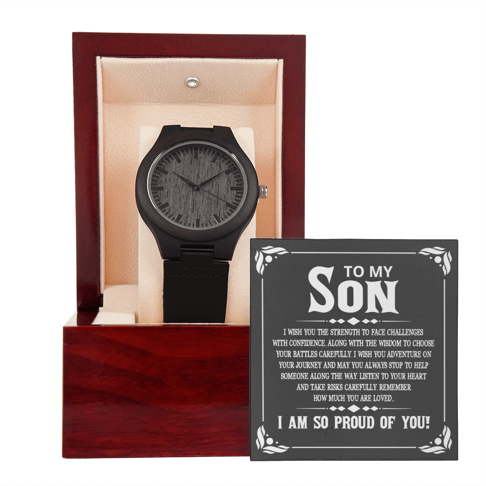 To My Son - I Wish You The Strength To Face Challenges - Wooden Watch