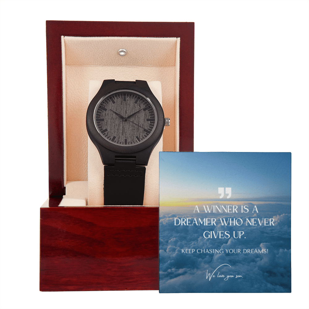 To Our Son - A Winner Is A Dreamer Who Never Gives Up - Wooden Watch