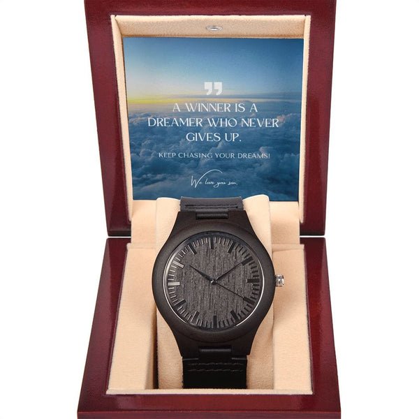 To Our Son - A Winner Is A Dreamer Who Never Gives Up - Wooden Watch