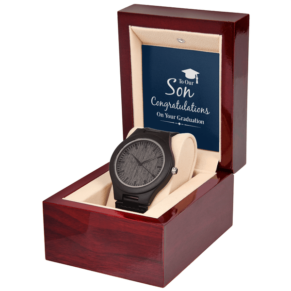To Our Son - Congratulations On Your Graduation - Wooden Watch