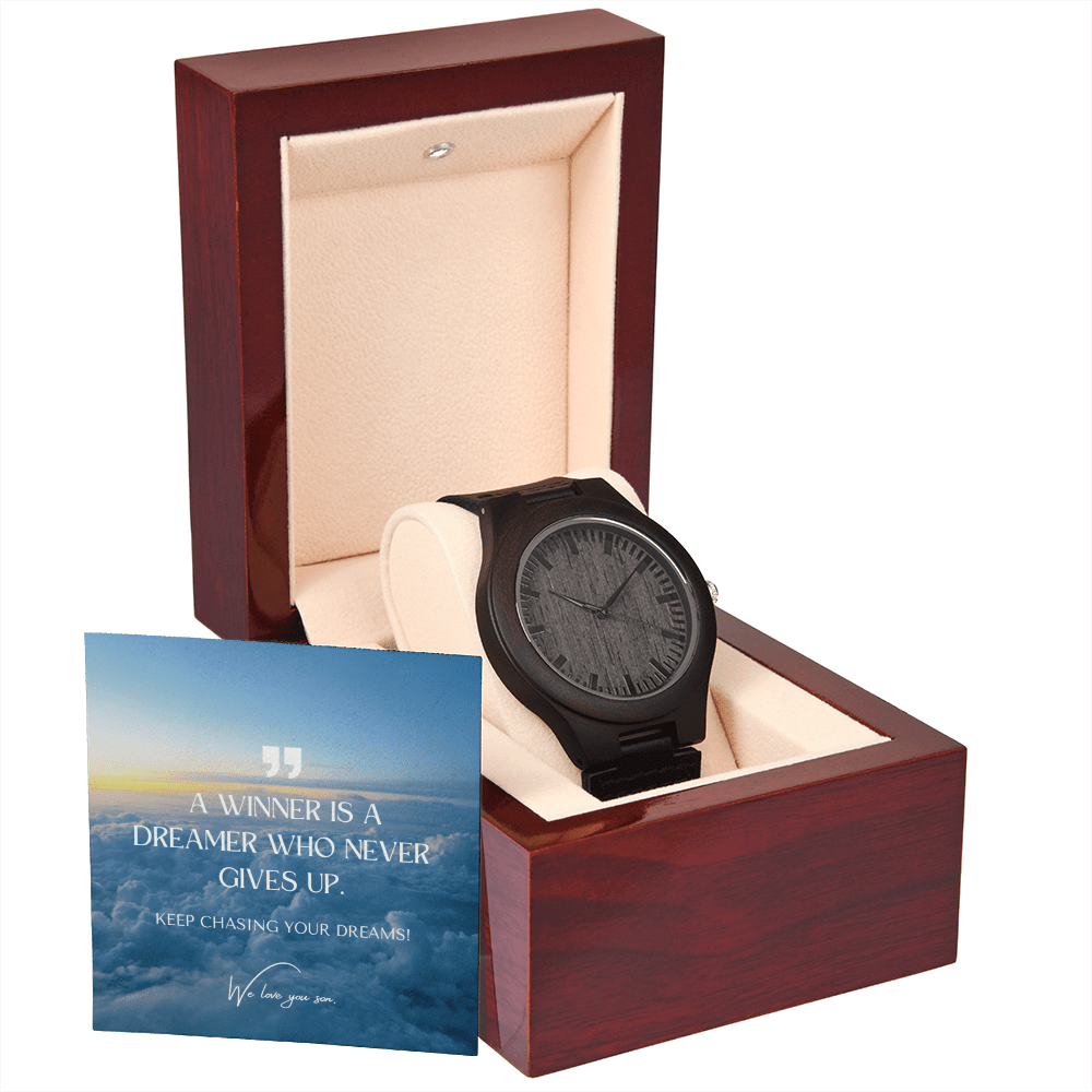 To Our Son - A Winner Is A Dreamer Who Never Gives Up - Wooden Watch