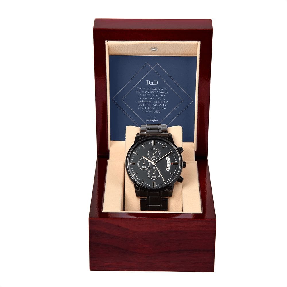 To Dad - Thank You For Walking By My Side - Black Chronograph Watch