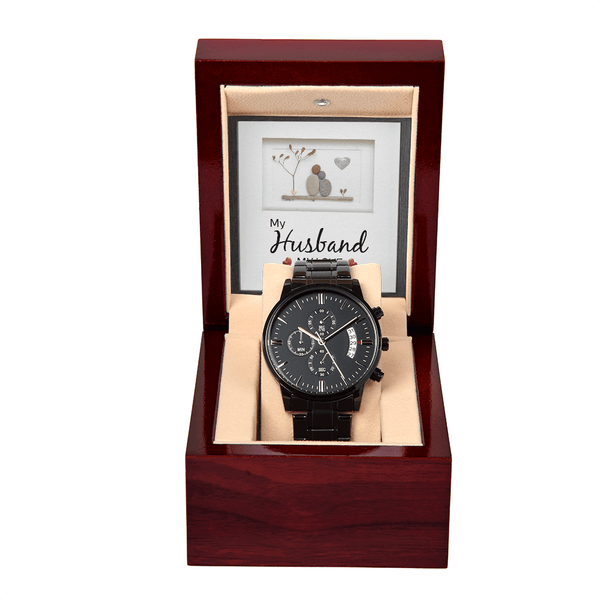 To My Husband - My Husband My Love - Black Chronograph Watch