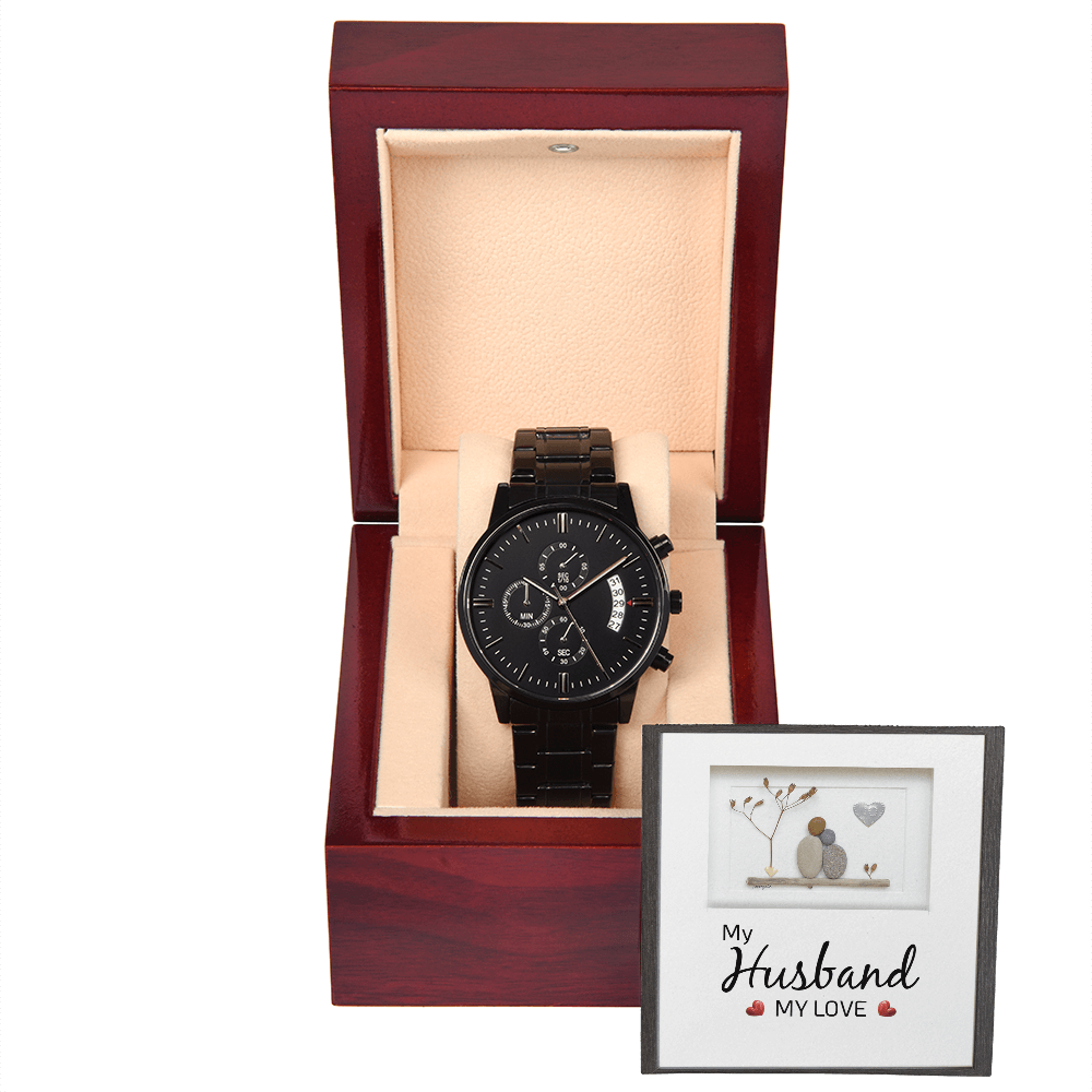 To My Husband - My Husband My Love - Black Chronograph Watch