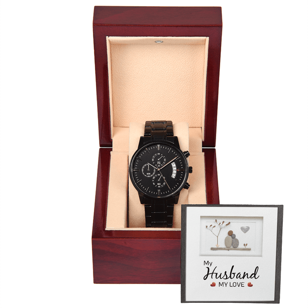 To My Husband - My Husband My Love - Black Chronograph Watch